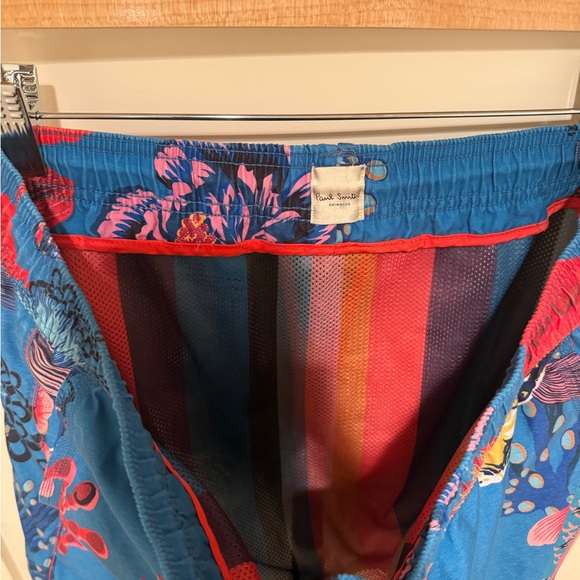 Paul Smith Swimwear 4” Inseam Swim Trunks Size M Floral Koi Print Lined Shorts - Picture 5 of 10